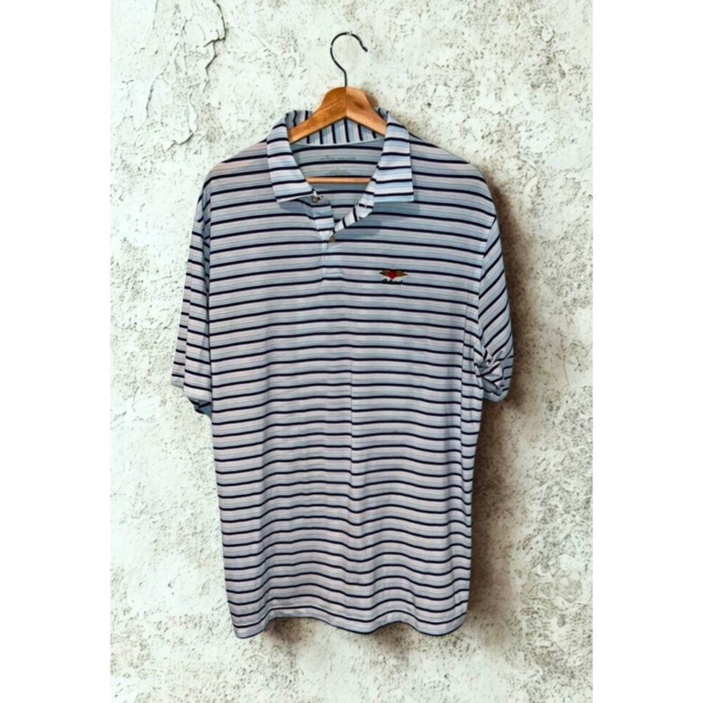 Peter Millar Crown Seaside Stripe Polo L Drirelease Baltusrol Golf Logo